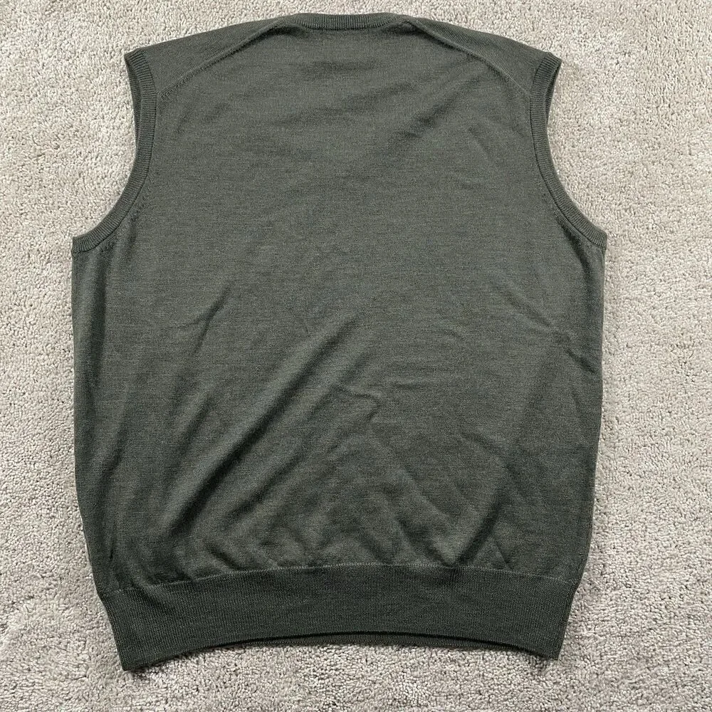 Vintage Alan Paine Men’s V-Neck Sweater Vest Gray Merino Wool UK 46 EUR 54 US XL